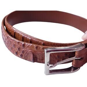 TOM JAMES Genuine Hornback Alligator or Crocodile Brown Leather Belt Men's 42